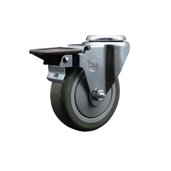 4'' Gray Poly Wheel Swivel Bolt Hole Caster with Posi Lock Brake